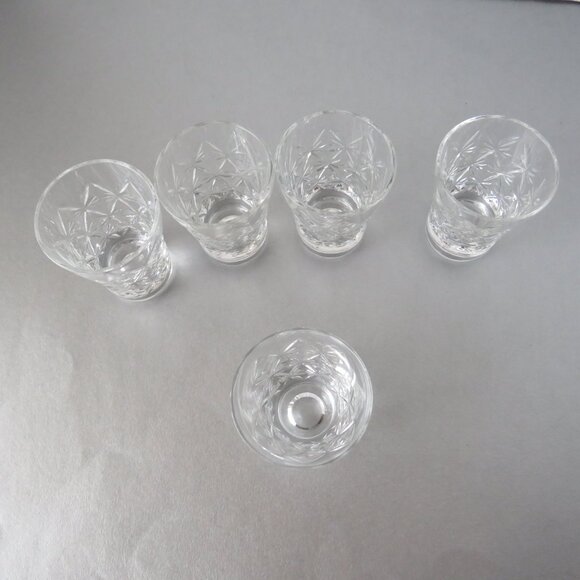 Set of 5 Vintage Shot Crystal Glasses Cut Glass Heavy Bottom Special Occasion - Picture 3 of 7